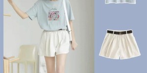 Summer refreshing formula blue T-shirt + shorts (to be worn during student party holidays)