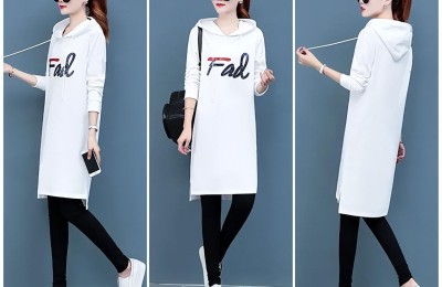 Fashionable and slimming large size sweatshirt dress (create a unique fashion personality)