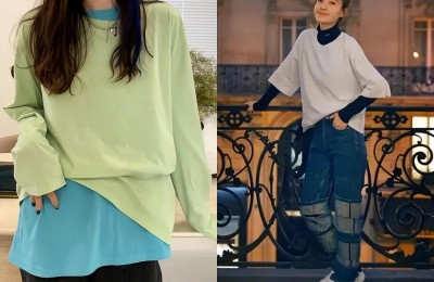 Wear a long-sleeved T-shirt like this (passers-by instantly become fashionistas)