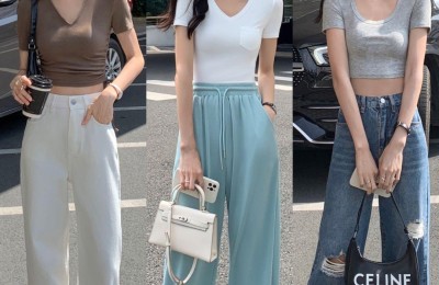 It is popular to wear waist-length short T-shirts this summer (it is fashionable to reveal your waist, make it taller and slimmer)